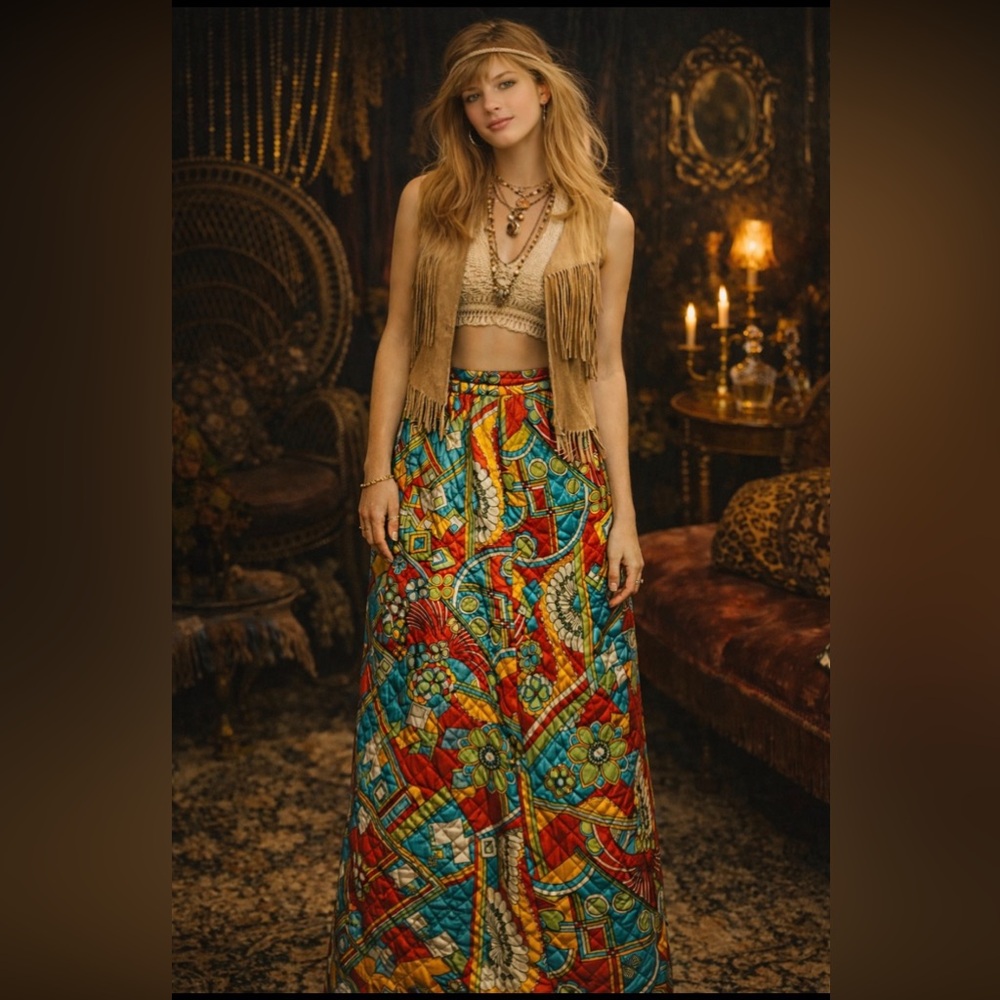 Vintage 1960’s - Multicolor Maxi Bohemian skirt